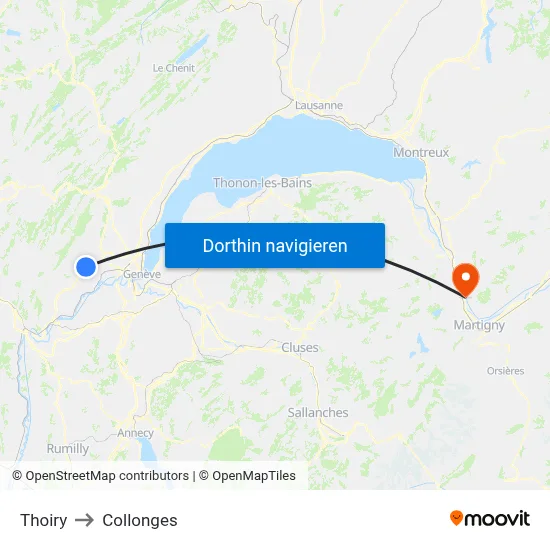 Thoiry to Collonges map