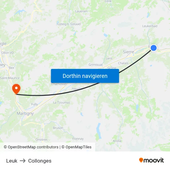 Leuk to Collonges map