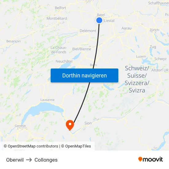 Oberwil to Collonges map