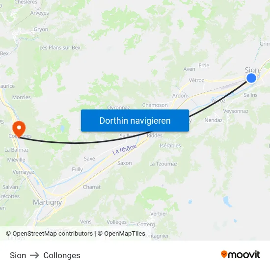 Sion to Collonges map