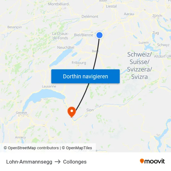 Lohn-Ammannsegg to Collonges map
