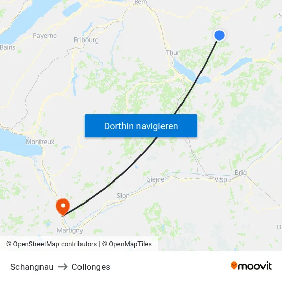 Schangnau to Collonges map
