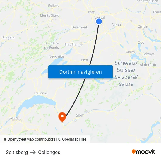 Seltisberg to Collonges map