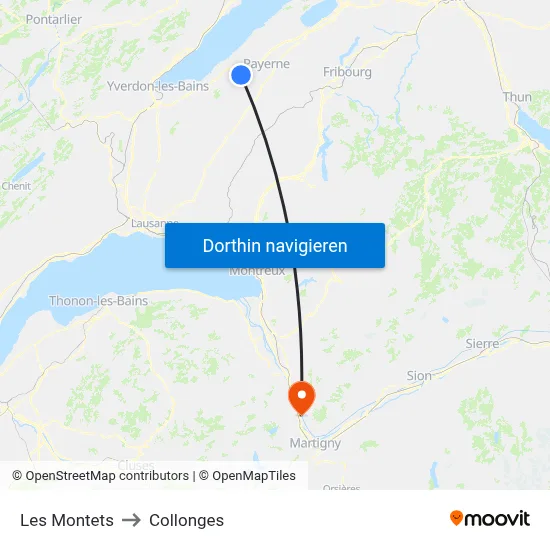 Les Montets to Collonges map