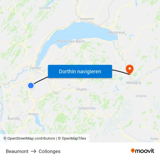 Beaumont to Collonges map