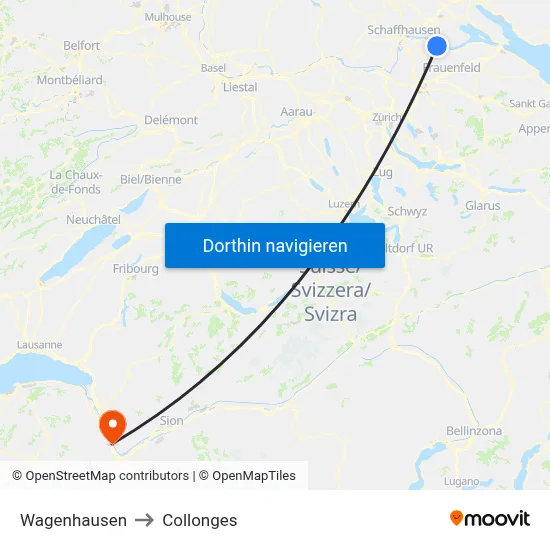Wagenhausen to Collonges map