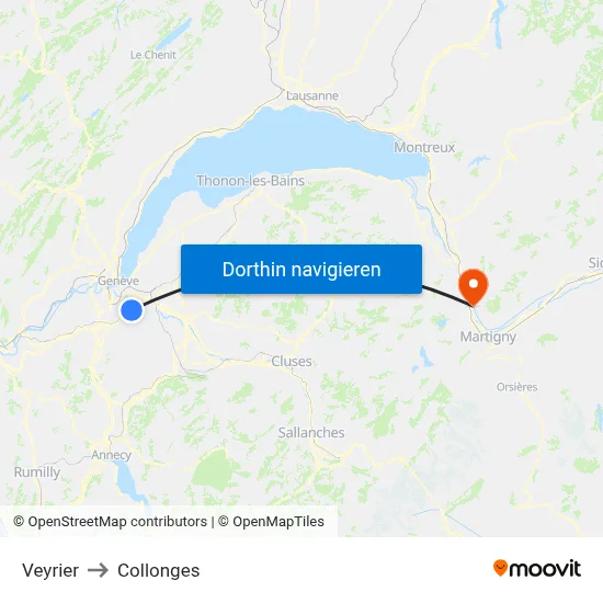 Veyrier to Collonges map