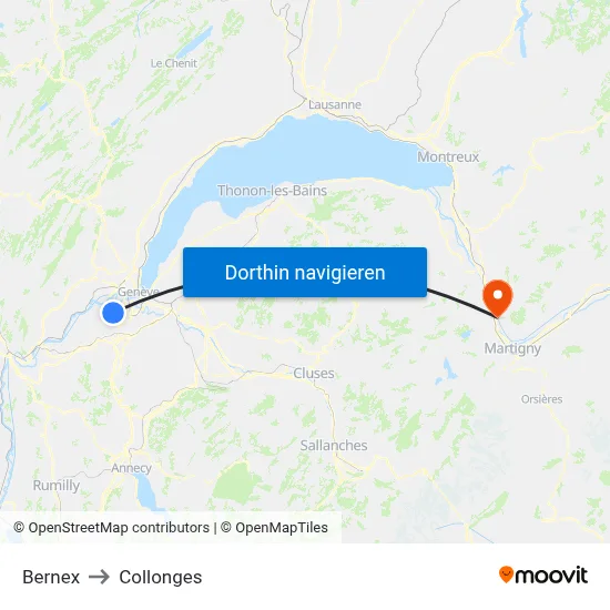 Bernex to Collonges map
