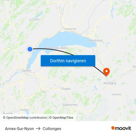 Arnex-Sur-Nyon to Collonges map