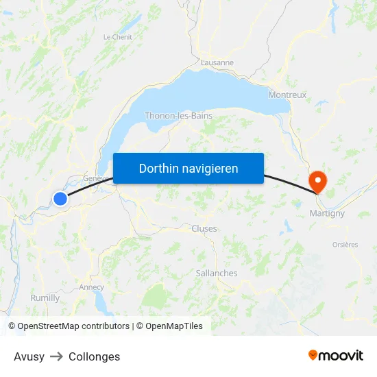 Avusy to Collonges map