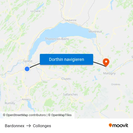 Bardonnex to Collonges map