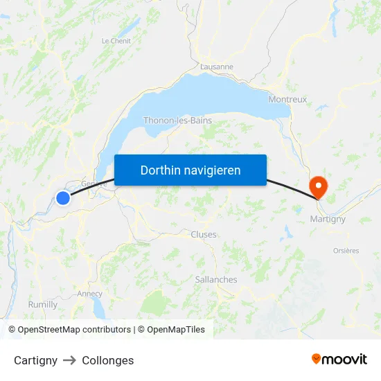 Cartigny to Collonges map