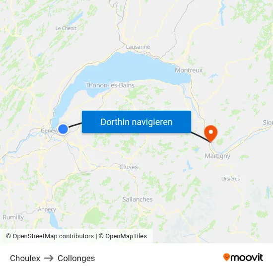 Choulex to Collonges map