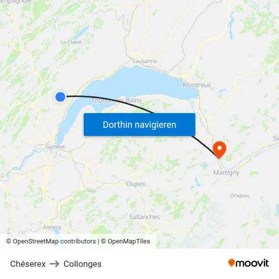 Chéserex to Collonges map