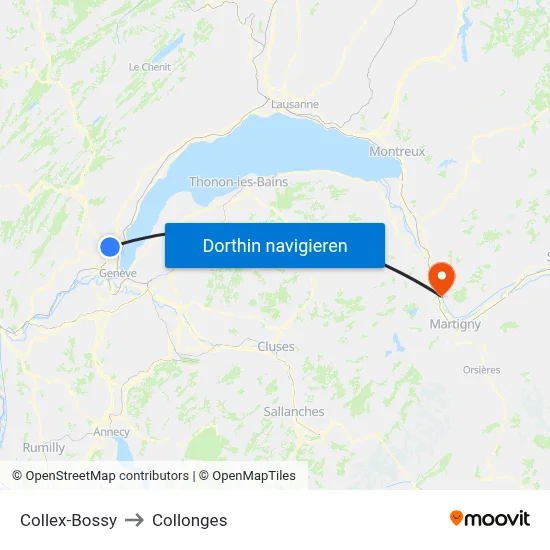Collex-Bossy to Collonges map