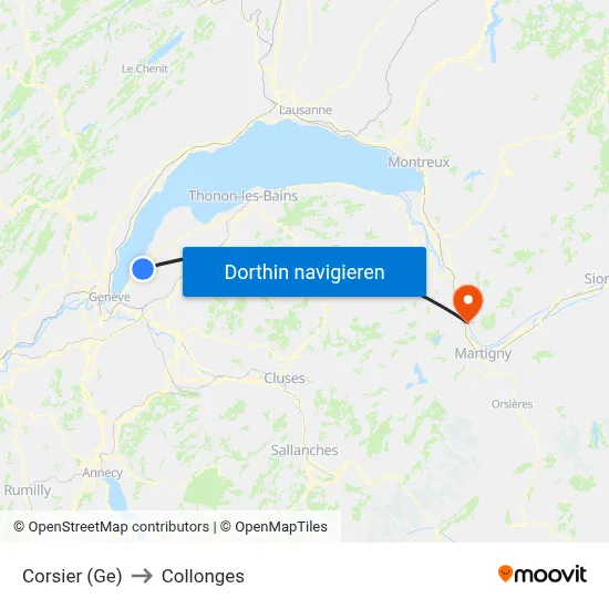 Corsier (Ge) to Collonges map