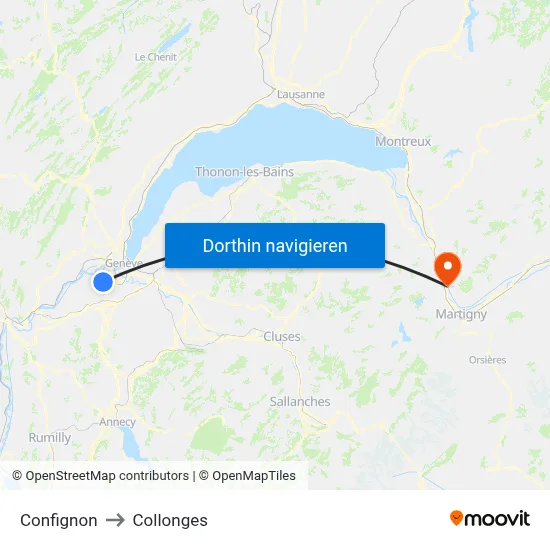 Confignon to Collonges map