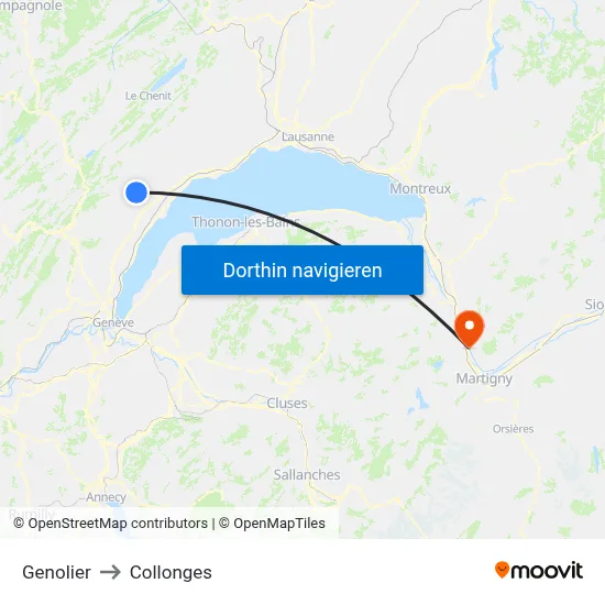 Genolier to Collonges map