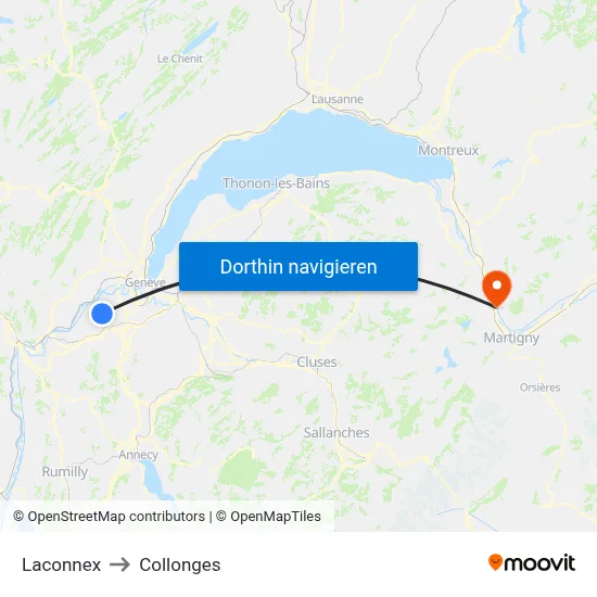 Laconnex to Collonges map