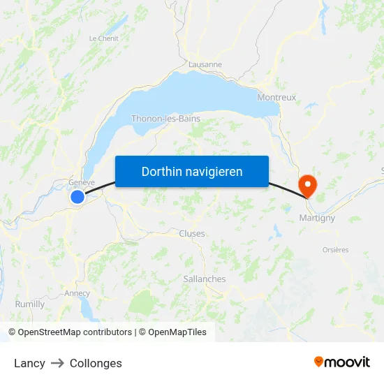 Lancy to Collonges map