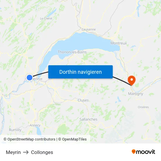 Meyrin to Collonges map
