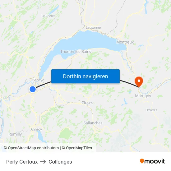 Perly-Certoux to Collonges map