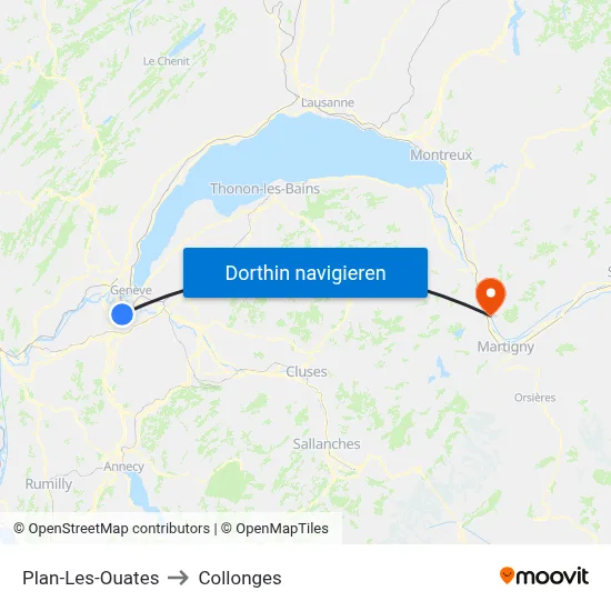 Plan-Les-Ouates to Collonges map