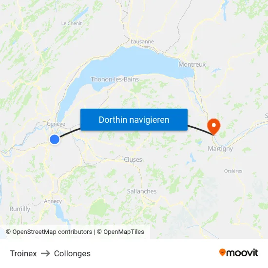 Troinex to Collonges map