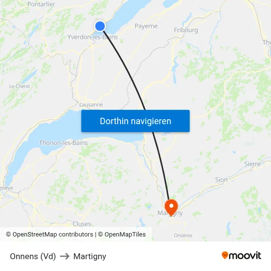 Onnens (Vd) to Martigny map