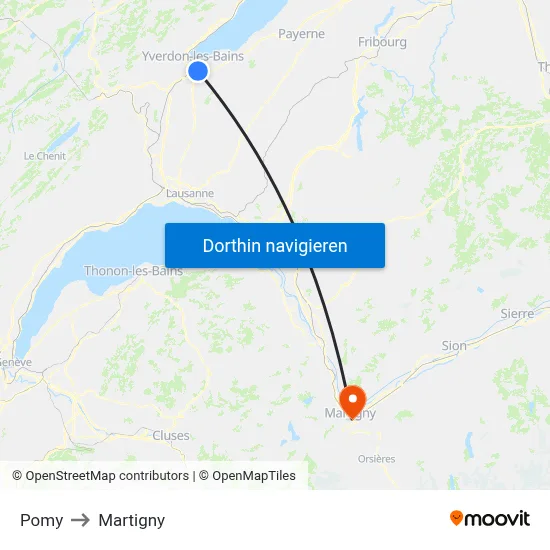 Pomy to Martigny map