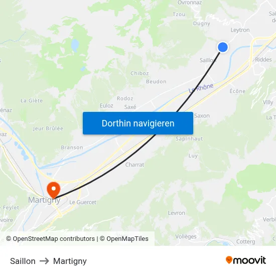 Saillon to Martigny map