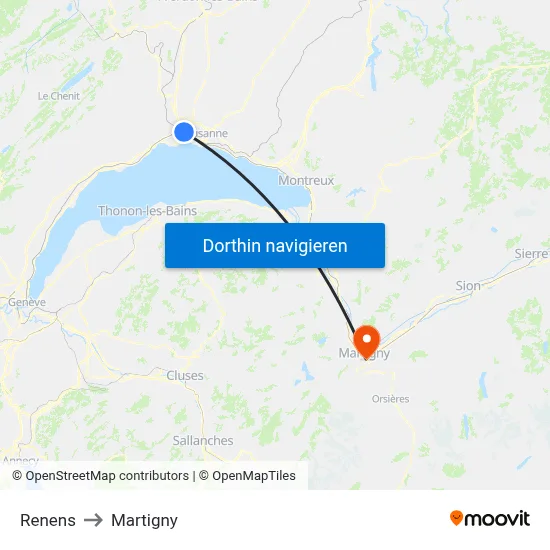 Renens to Martigny map