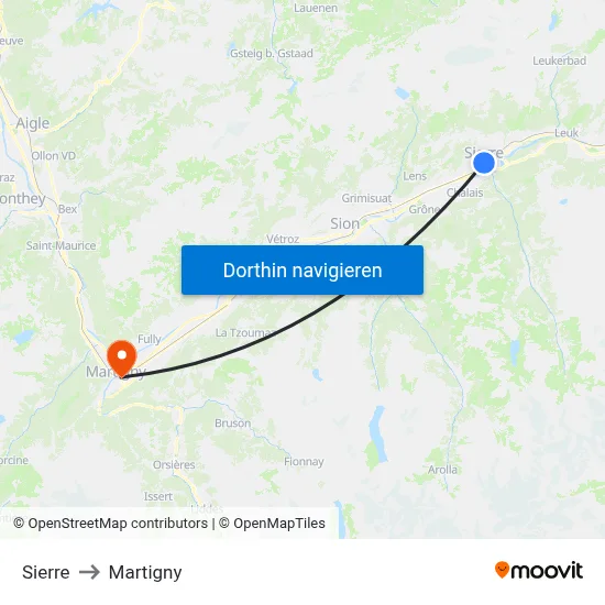 Sierre to Martigny map