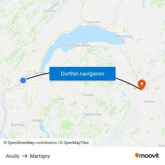 Avully to Martigny map