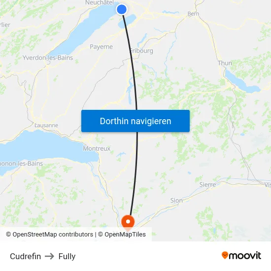 Cudrefin to Fully map