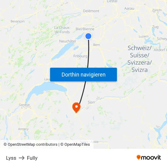 Lyss to Fully map