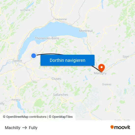 Machilly to Fully map
