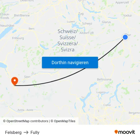 Felsberg to Fully map