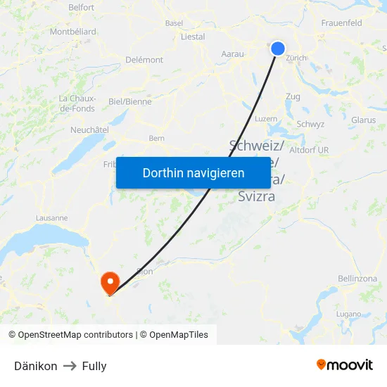 Dänikon to Fully map