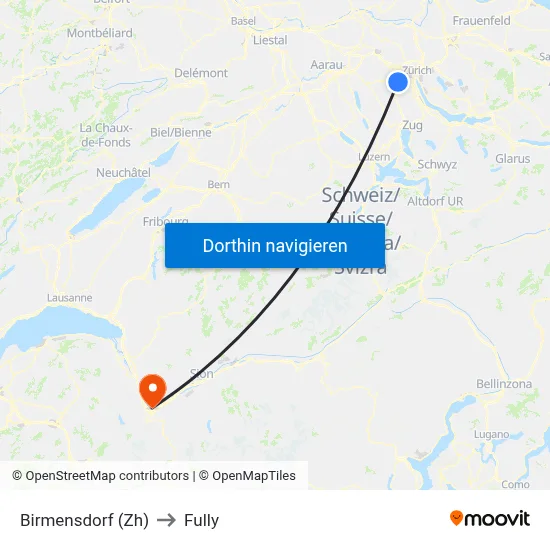 Birmensdorf (Zh) to Fully map