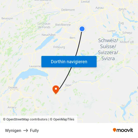 Wynigen to Fully map