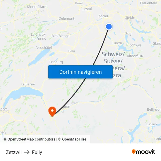 Zetzwil to Fully map