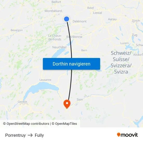 Porrentruy to Fully map