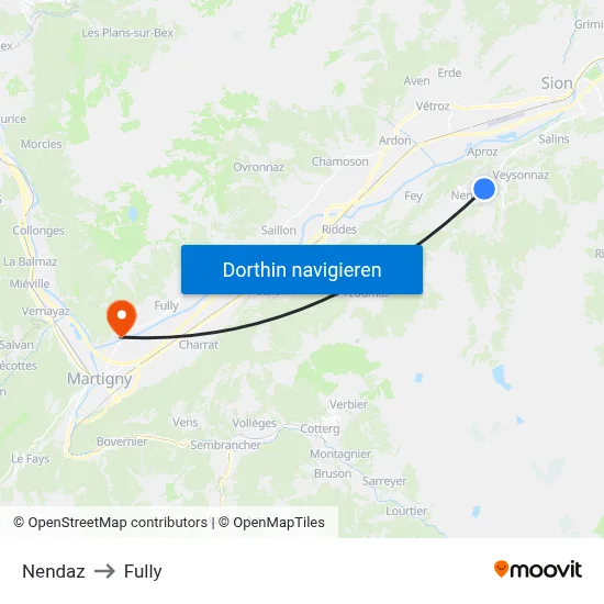 Nendaz to Fully map