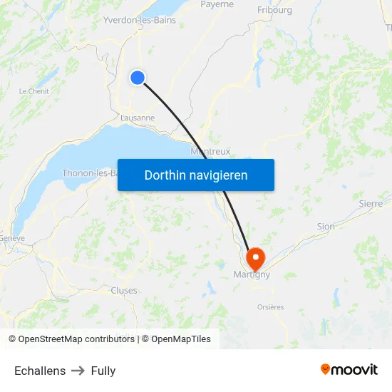 Echallens to Fully map