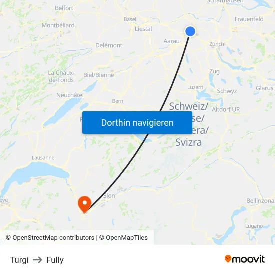Turgi to Fully map