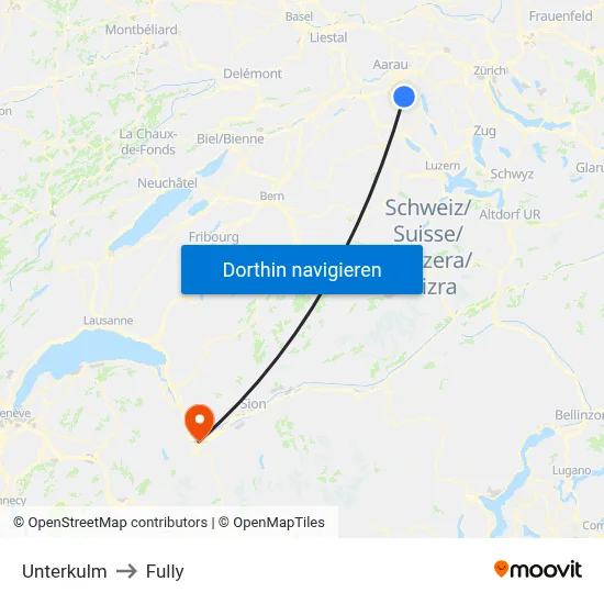 Unterkulm to Fully map