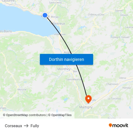 Corseaux to Fully map