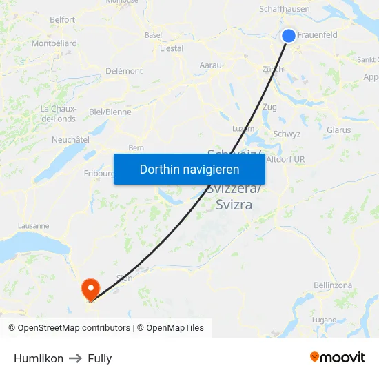 Humlikon to Fully map
