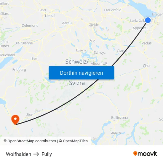 Wolfhalden to Fully map